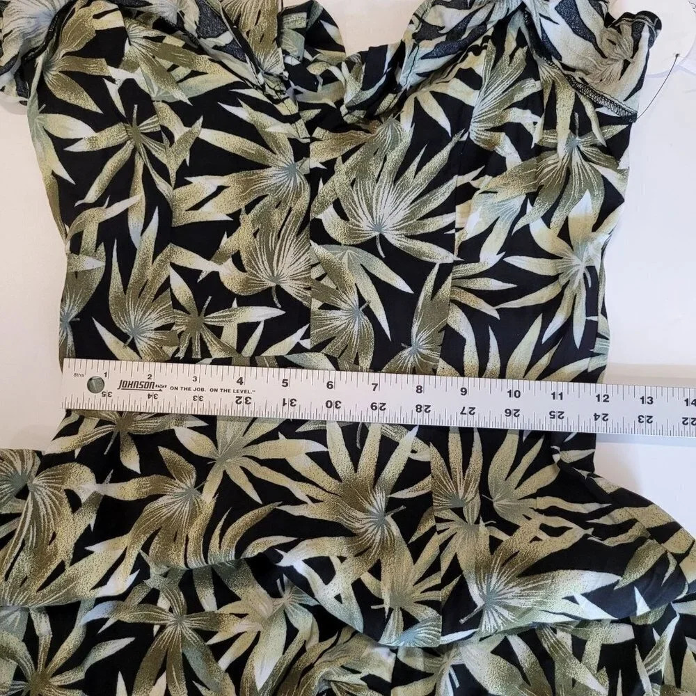 Volcom Coco Maxi Dress Green Black Leaf Print Sleeveless sz XS NWT $70 - Picture 10 of 11